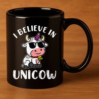 Believe In Unicow Dairy Farmer Cattle Rancher 11oz C Handle Ceramic Mug
