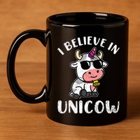 Believe In Unicow Dairy Farmer Cattle Rancher 11oz C Handle Ceramic Mug