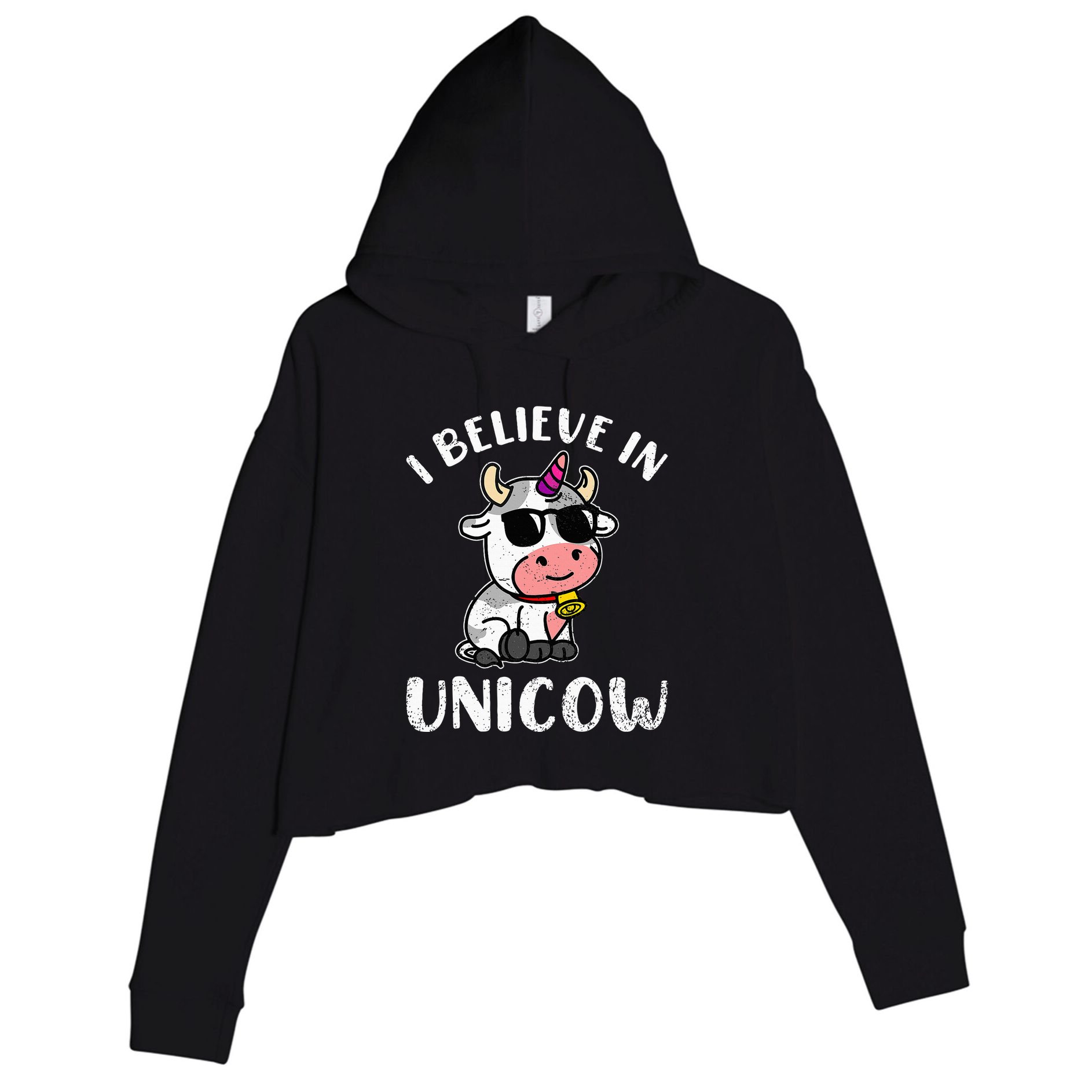 Believe In Unicow Dairy Farmer Cattle Rancher Crop Fleece Hoodie