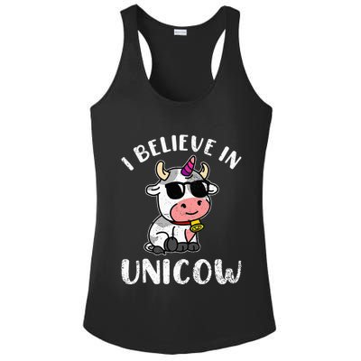 Believe In Unicow Dairy Farmer Cattle Rancher Ladies PosiCharge Competitor Racerback Tank