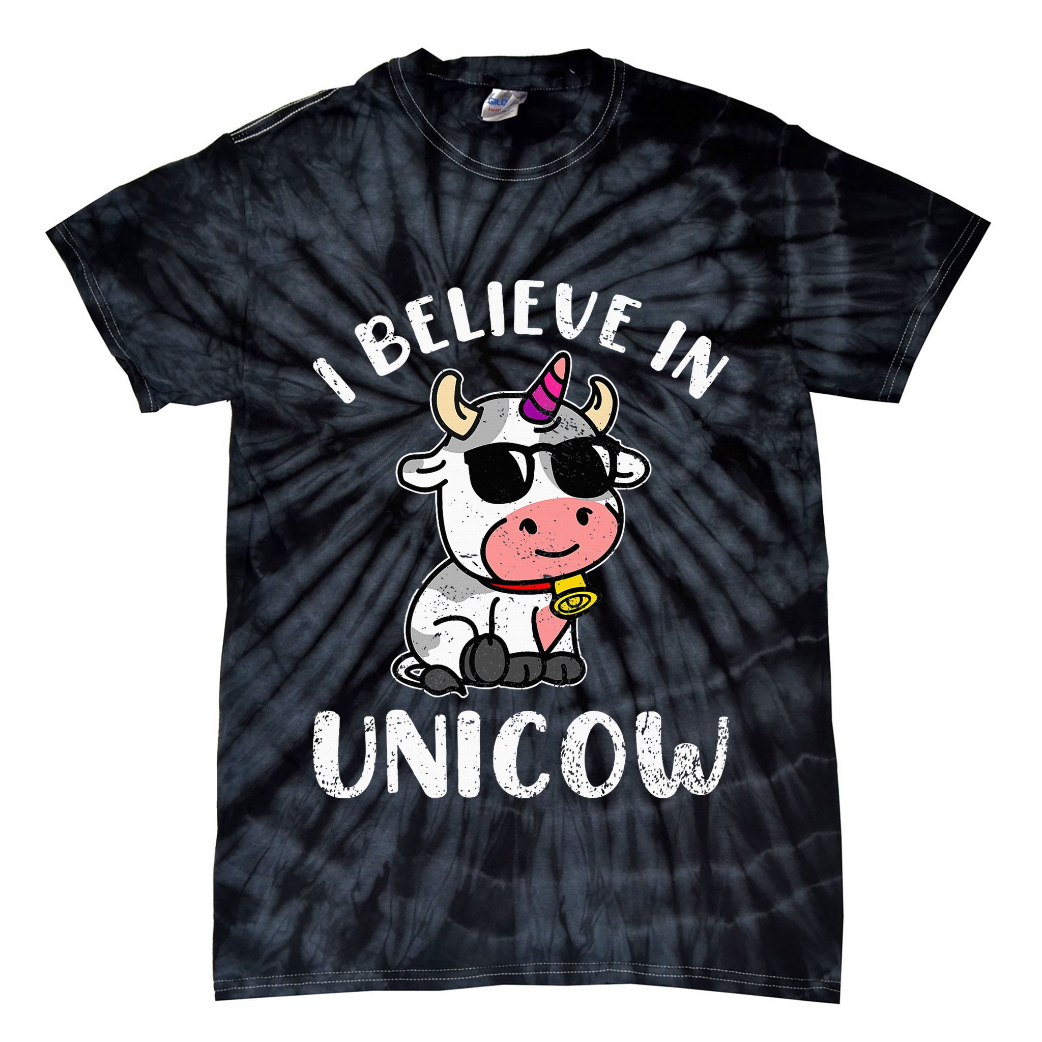 Believe In Unicow Dairy Farmer Cattle Rancher Tie-Dye T-Shirt