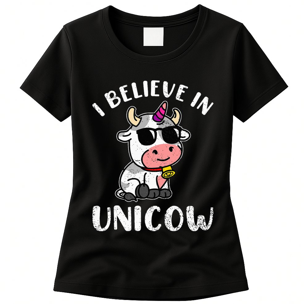 Believe In Unicow Dairy Farmer Cattle Rancher Womens T-Shirt