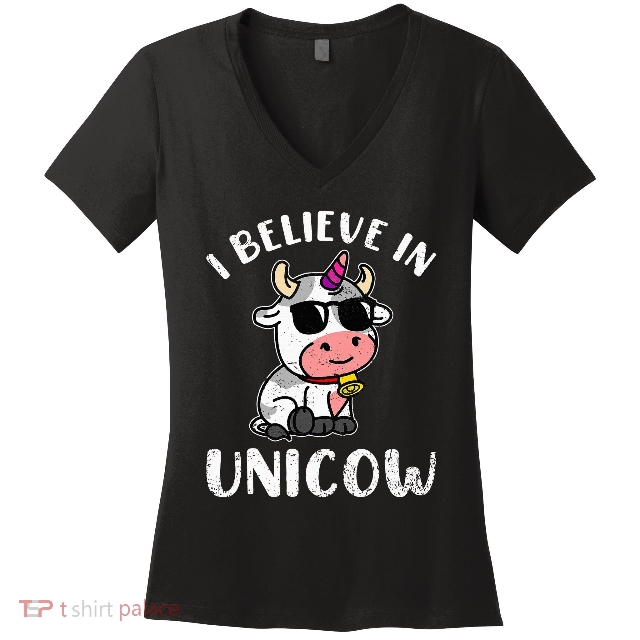 Believe In Unicow Dairy Farmer Cattle Rancher Women's V-Neck T-Shirt