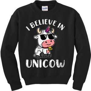 Believe In Unicow Dairy Farmer Cattle Rancher Kids Sweatshirt