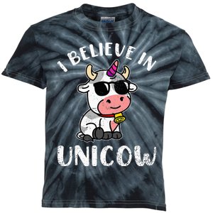 Believe In Unicow Dairy Farmer Cattle Rancher Kids Tie-Dye T-Shirt