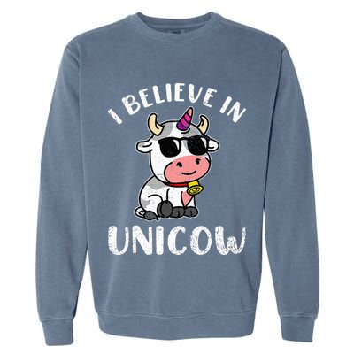 Believe In Unicow Dairy Farmer Cattle Rancher Garment-Dyed Sweatshirt