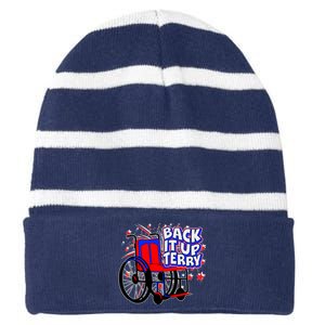 Back It Up Terry Fireworks Wheelchair Striped Beanie with Solid Band