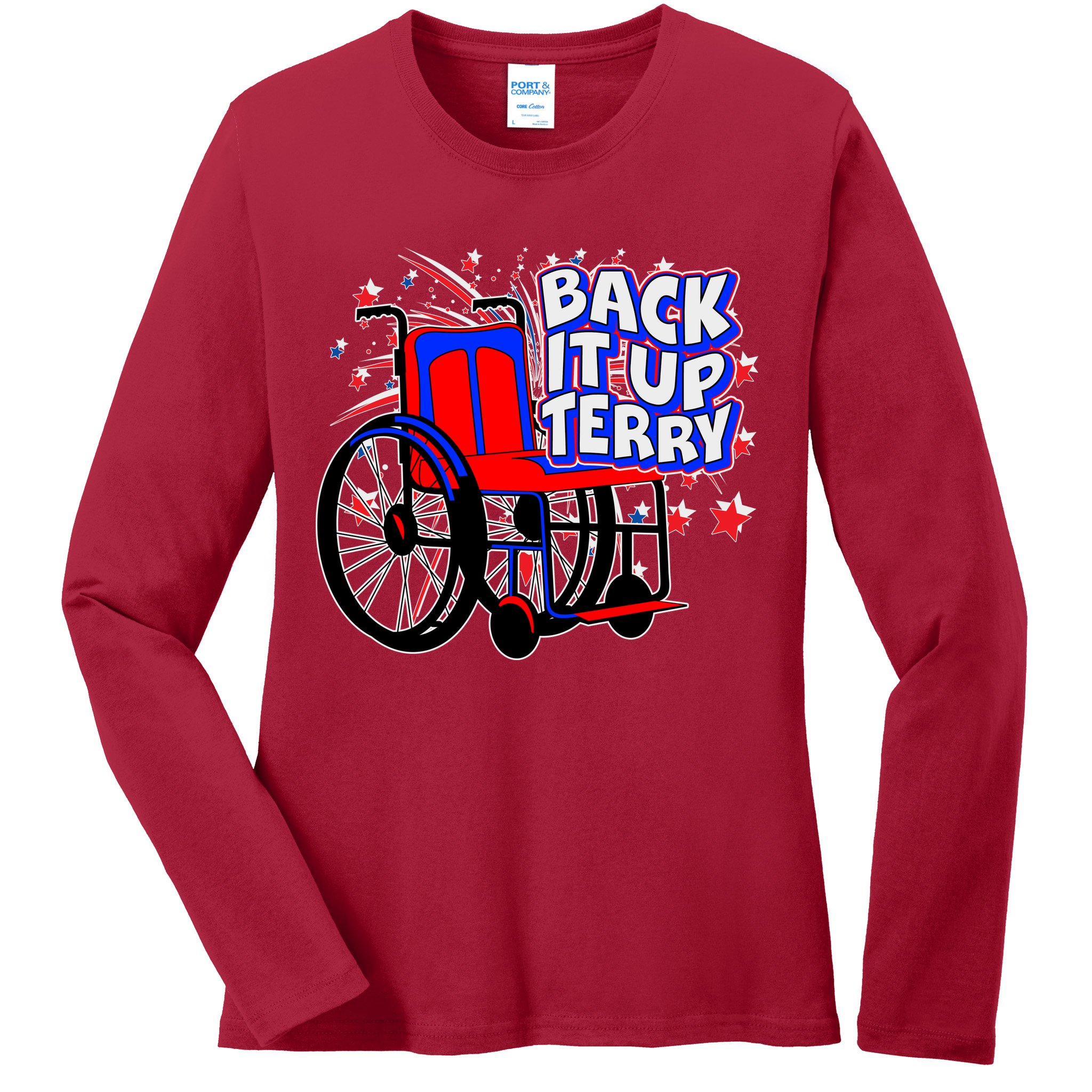 Back It Up Terry Fireworks Wheelchair Ladies Long Sleeve Shirt