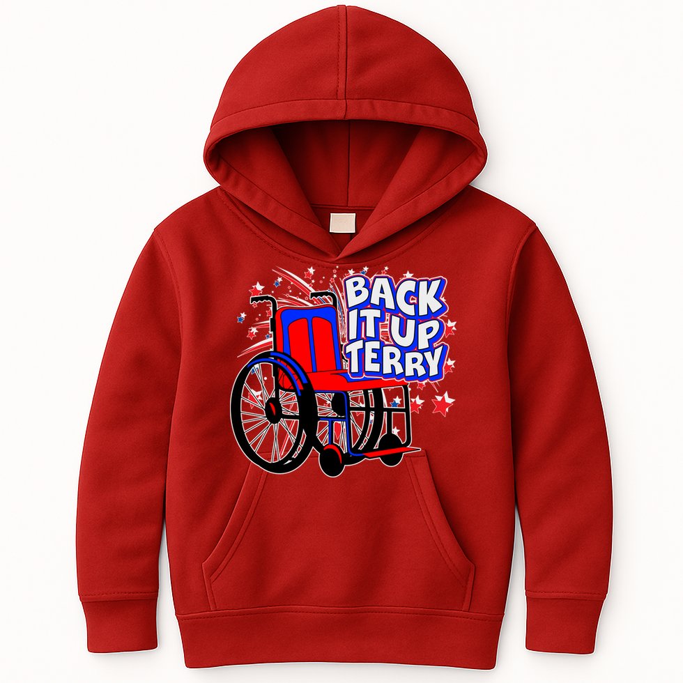 Back It Up Terry Fireworks Wheelchair Kids Hoodie