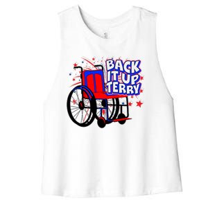 Back It Up Terry Fireworks Wheelchair Women's Racerback Cropped Tank