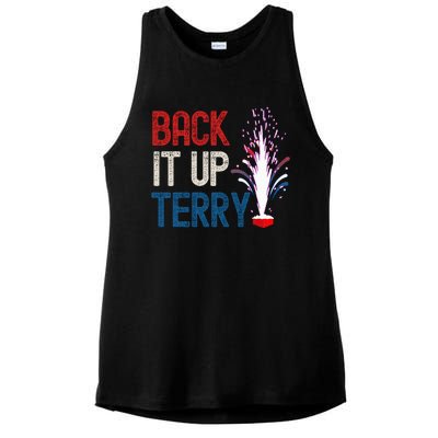 Back It Up Terry 4th Of July Funny Back It Up Terry Ladies PosiCharge Tri-Blend Wicking Tank