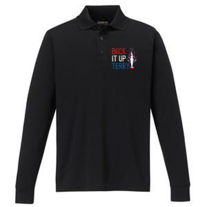 Back It Up Terry 4th Of July Funny Back It Up Terry Performance Long Sleeve Polo