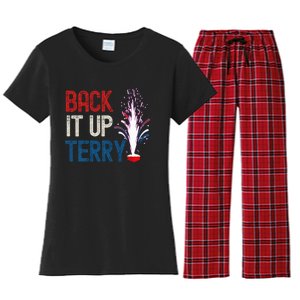 Back It Up Terry 4th Of July Funny Back It Up Terry Women's Flannel Pajama Set