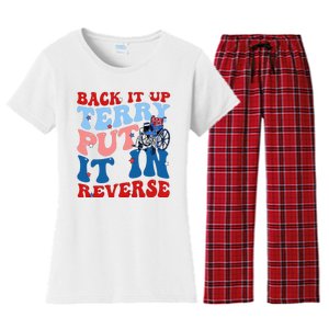 Back It Up Terry Put It In Reverse Funny 4th Of July Women's Flannel Pajama Set