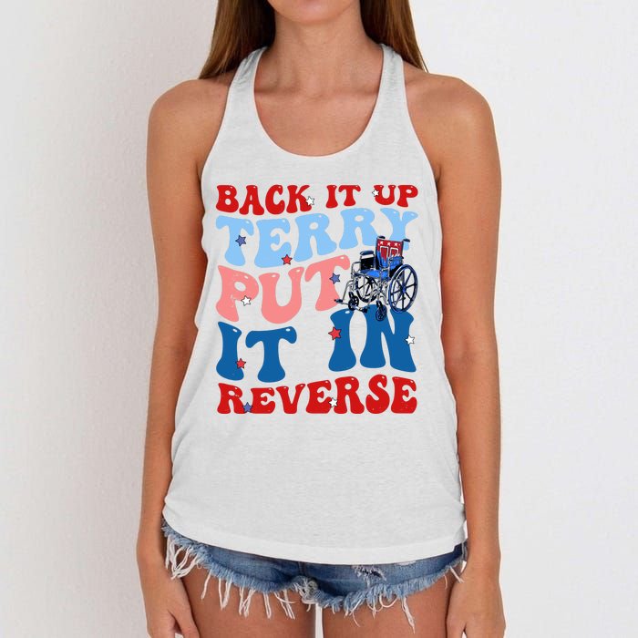 Back It Up Terry Put It In Reverse Funny 4th Of July Women's Knotted Racerback Tank