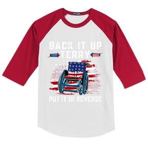 Back It Up Terry Put It In Reverse American Flag 4th Of July Gift Kids Colorblock Raglan Jersey