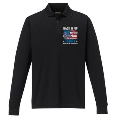 Back It Up Terry Put It In Reverse Usa Flag 4th Of July Meaningful Gift Performance Long Sleeve Polo