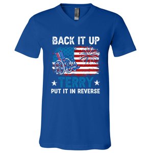 Back It Up Terry Put It In Reverse Usa Flag 4th Of July Meaningful Gift V-Neck T-Shirt