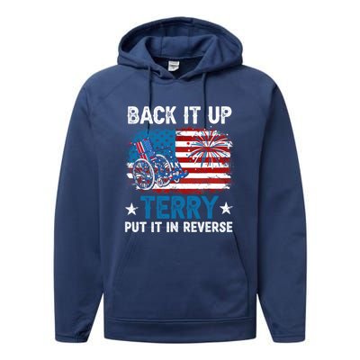 Back It Up Terry Put It In Reverse Usa Flag 4th Of July Meaningful Gift Performance Fleece Hoodie