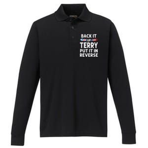 Back It Up Terry Put It In Reverse Funny 4th Of July Fourth Gift Performance Long Sleeve Polo