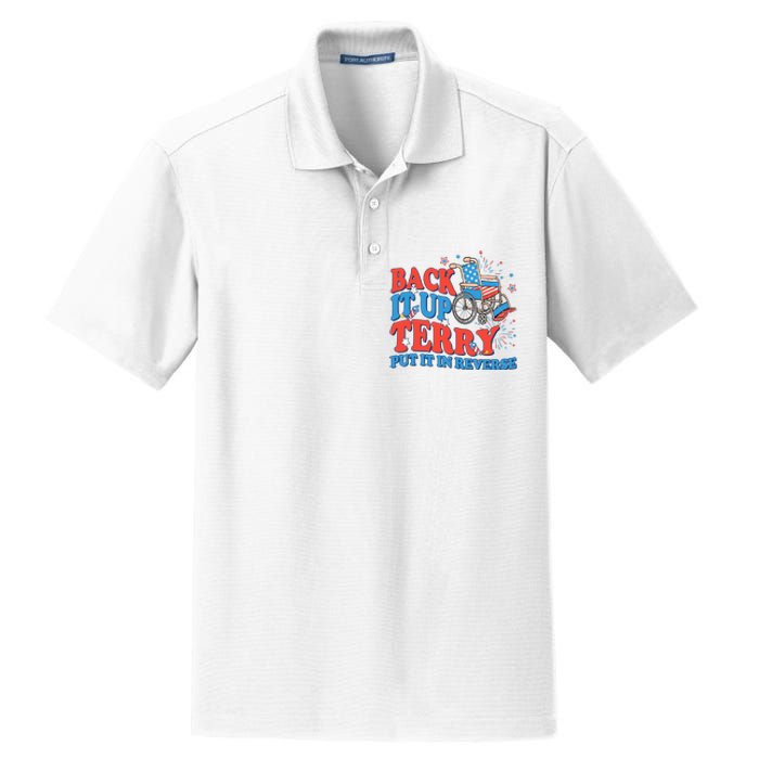 Back It Up Terry Put It In Reverse 4th Of July Fireworks Dry Zone Grid Polo