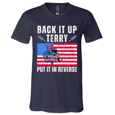 Back It Up Terry Put It In Reverse 4th Of July Usa V-Neck T-Shirt