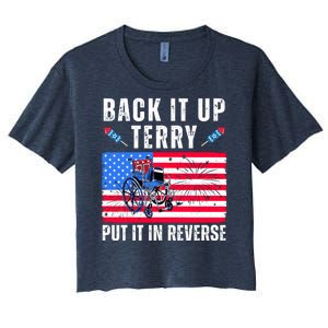 Back It Up Terry Put It In Reverse 4th Of July Usa Women's Crop Top Tee