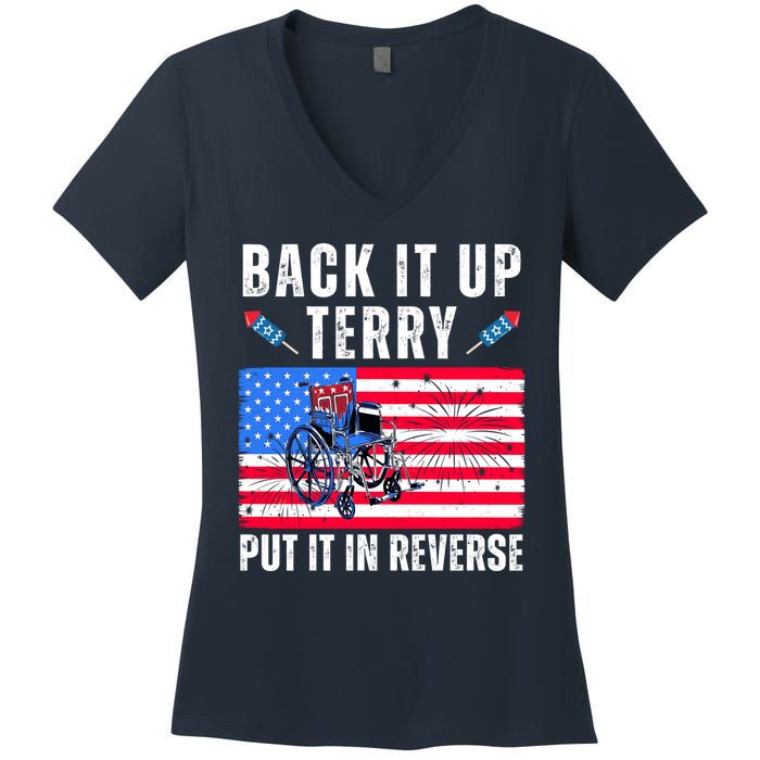 Back It Up Terry Put It In Reverse 4th Of July Usa Women's V-Neck T-Shirt