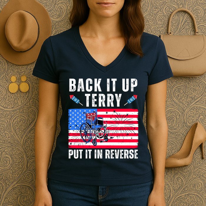 Back It Up Terry Put It In Reverse 4th Of July Usa Women's V-Neck T-Shirt
