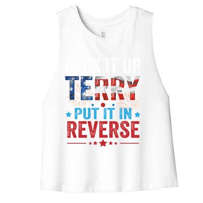 Back It Up Terry Put It In Reverse 4th Of July Funny Great Gift Women's Racerback Cropped Tank