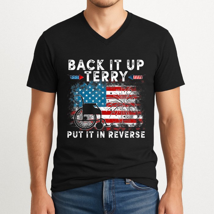 Back It Up Terry Put It In Reverse Firework 4th Of July V-Neck T-Shirt