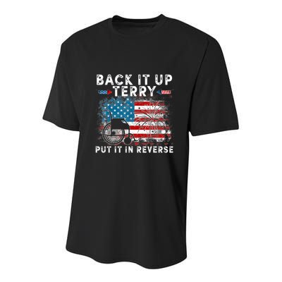 Back It Up Terry Put It In Reverse Firework 4th Of July Youth Performance Sprint T-Shirt