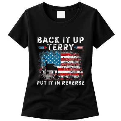 Back It Up Terry Put It In Reverse Firework 4th Of July Womens T-Shirt