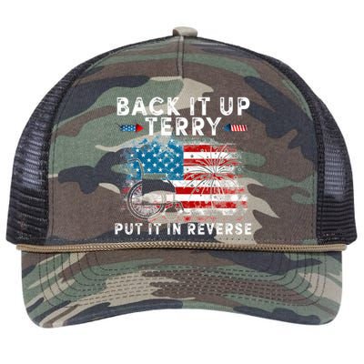 Back It Up Terry Put It In Reverse Firework 4th Of July Retro Rope Trucker Hat Cap