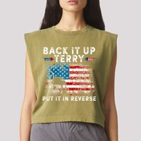 Back It Up Terry Put It In Reverse Firework 4th Of July Garment-Dyed Women's Muscle Tee