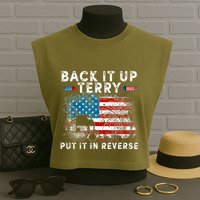 Back It Up Terry Put It In Reverse Firework 4th Of July Garment-Dyed Women's Muscle Tee
