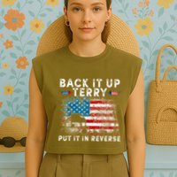 Back It Up Terry Put It In Reverse Firework 4th Of July Garment-Dyed Women's Muscle Tee