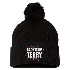 Back It Up Terry Funny 4th Of July Fireworks Pom Pom 12in Knit Beanie