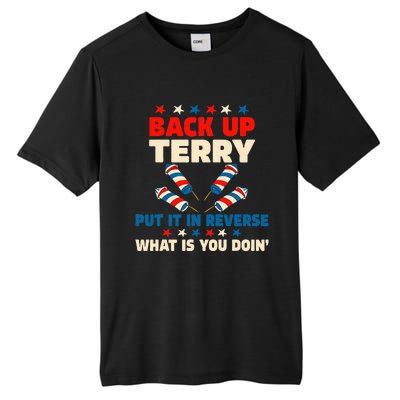 Back It Up Terry Put It In Reverse July 4th Fireworks Terry Tall Fusion ChromaSoft Performance T-Shirt