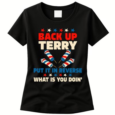 Back It Up Terry Put It In Reverse July 4th Fireworks Terry Women's T-Shirt