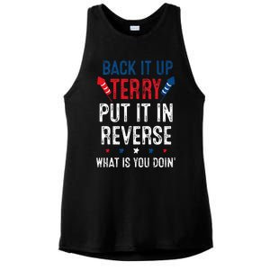 Back It Up Terry Put It In Reverse Fireworks Fun 4th Of July Ladies PosiCharge Tri-Blend Wicking Tank