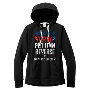 Back It Up Terry Put It In Reverse Fireworks Fun 4th Of July Women's Fleece Hoodie