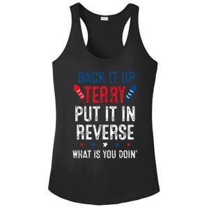 Back It Up Terry Put It In Reverse Fireworks Fun 4th Of July Ladies PosiCharge Competitor Racerback Tank