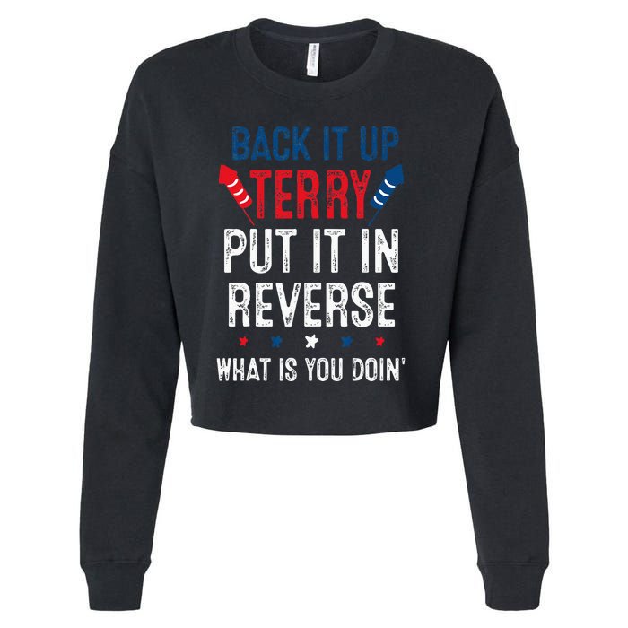 Back It Up Terry Put It In Reverse Fireworks Fun 4th Of July Cropped Pullover Crew