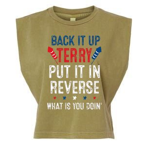 Back It Up Terry Put It In Reverse Fireworks Fun 4th Of July Garment-Dyed Women's Muscle Tee