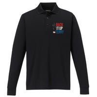 Back It Up Terry 4th Of July Funny Back It Up Terry Performance Long Sleeve Polo