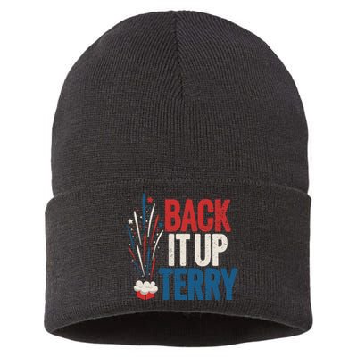 Back It Up Terry 4th Of July Funny Back It Up Terry Sustainable Knit Beanie