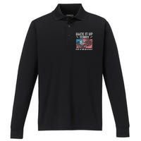 Back It Up Terry Put It In Reverse Firework Flag 4th Of July Performance Long Sleeve Polo