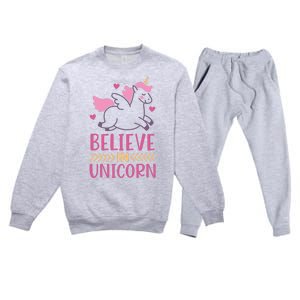 Believe In Unicorn Premium Crewneck Sweatsuit Set