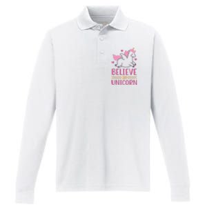 Believe In Unicorn Performance Long Sleeve Polo